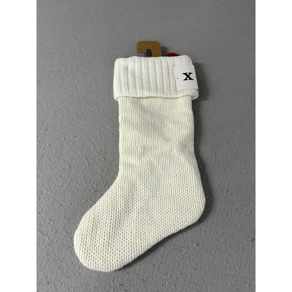 Wondershop Christmas Stocking White Knit Monogram Initial X‎ Red Loop Holiday